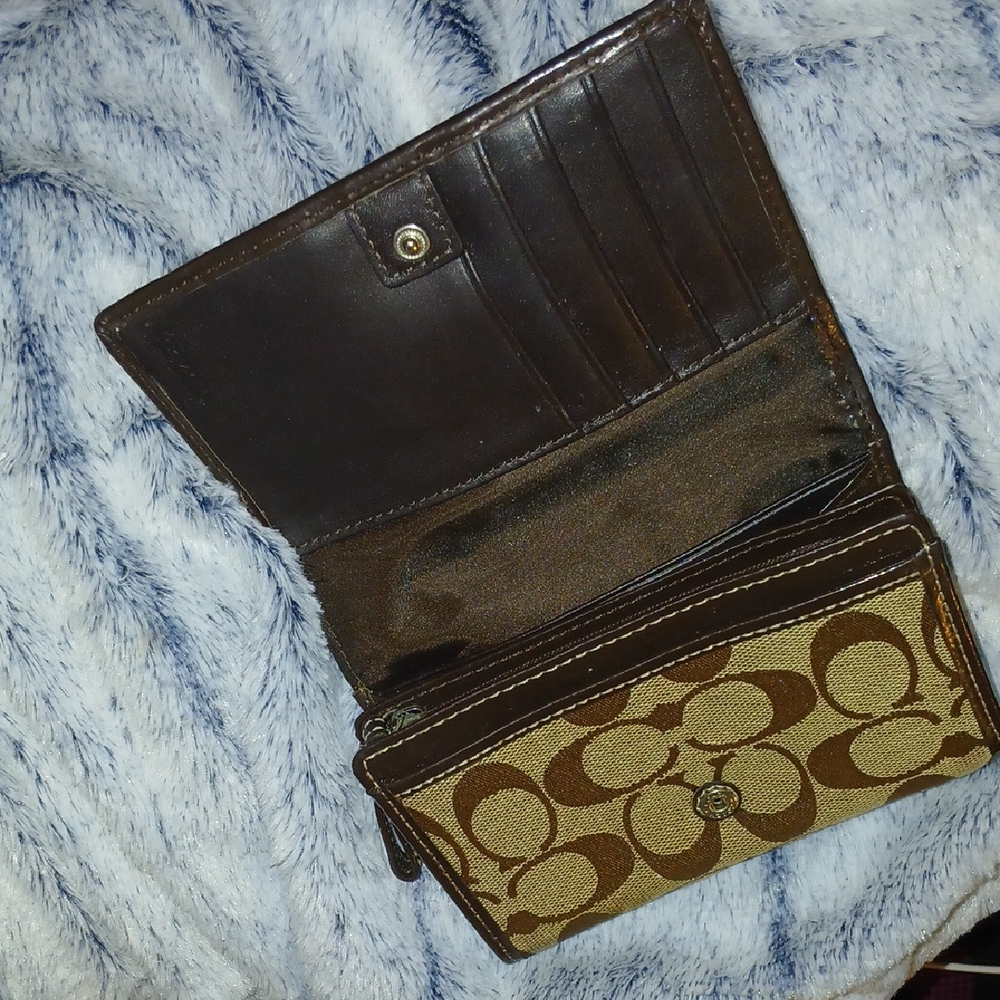 Coach Brown Monogram Pocket Wallet - Picture 6 of 10